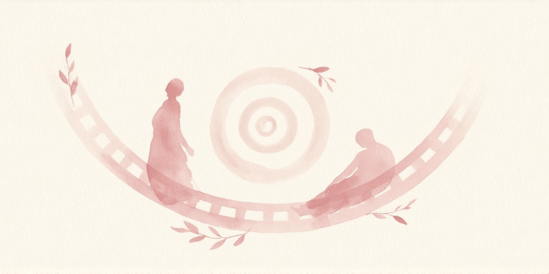 Comparison spiral visualization showing the mind looping between self and exs new partner