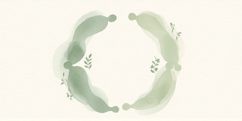 Friend group split illustration showing mutual friends after a breakup without forcing sides