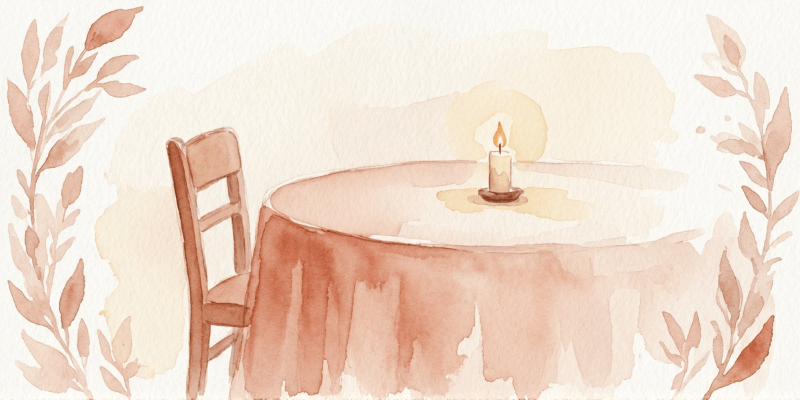 Holiday table with an empty chair representing absence during festive season after breakup