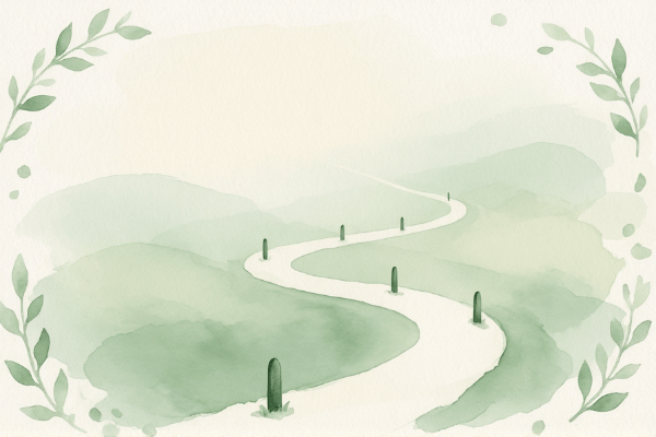 Two parallel life tracks illustration showing the user walking their own path forward